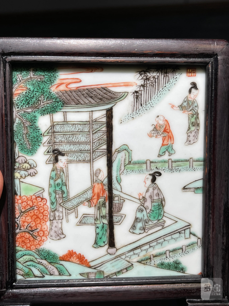 清晚期 五彩人物纹插屏 - 图3